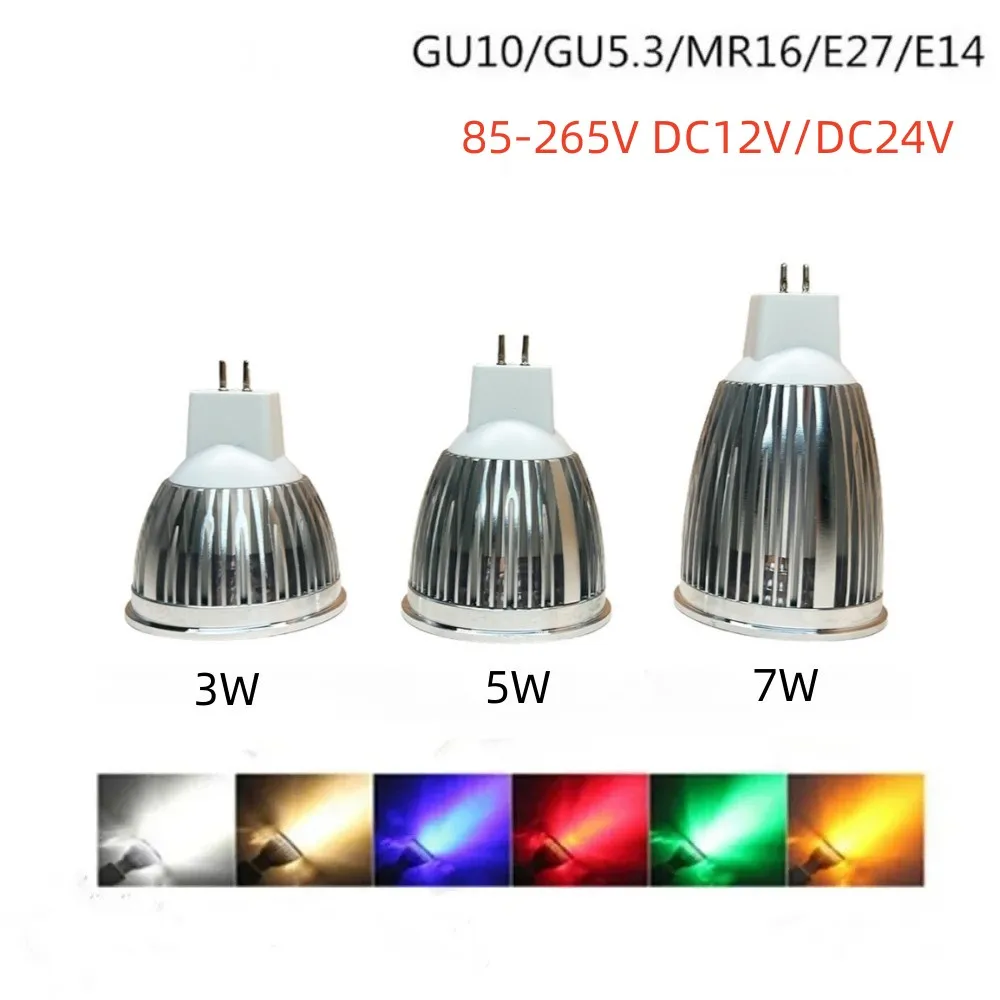 

3W 5W 7W LED Spotlight Bulb GU10 GU5.3 E27 Led Light LED Lamp Light 85-265V DC12V/DC24V for Home Mall Office Green Blue Yellow