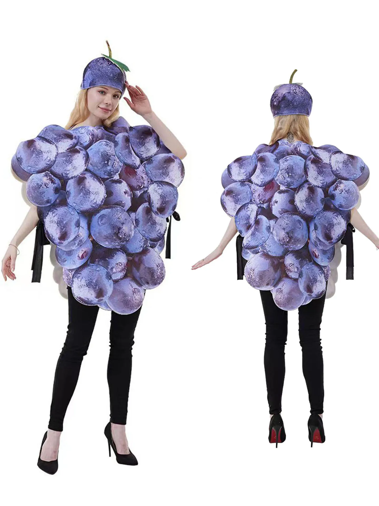 Halloween Green Lemon Red  Costume Adult Food Funny Party Banana Orange Grape Tomato Red Grape Costume Ladies Fashion view 4