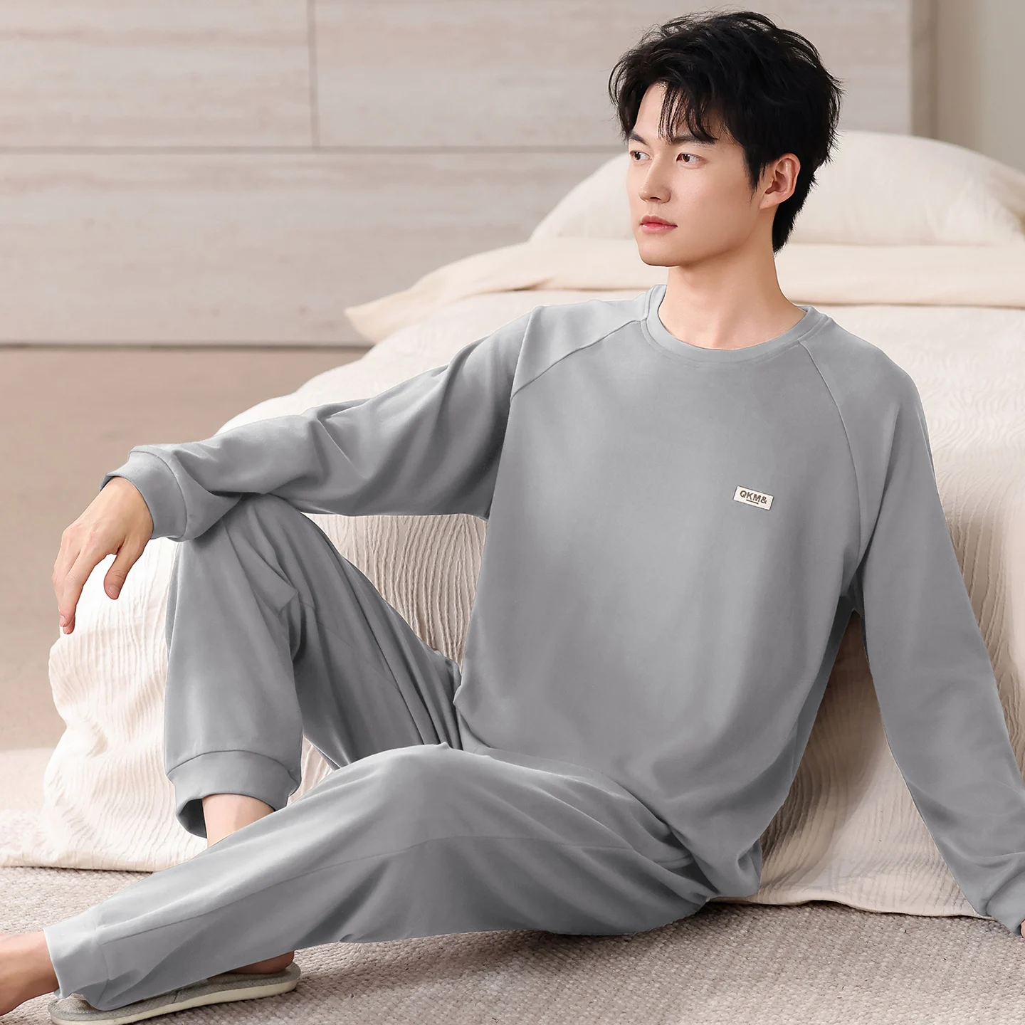 جديد الرجال منامة الدفء رقيقة المخملية طويلة الأكمام منامة مجموعة الخريف بسيطة ملابس خاصة غير رسمية Homewear دعوى بيجامات Hombre L-4XL #5