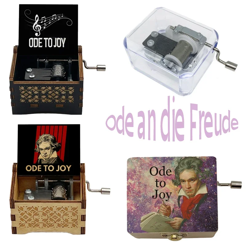 Ode To Joy Wooden Music Boxes Handed Ode an Die Freude Musical Theme DIY Movement Cute Happy Birthday Gifts Handmade Ornaments