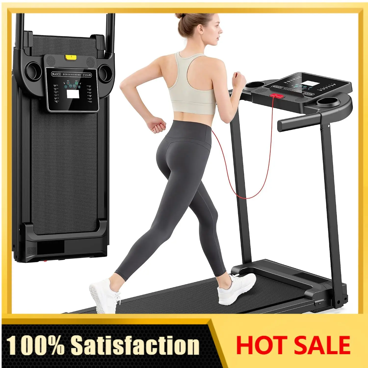 Treadmills for Home Walking Pad Machine Foldable Treadmill with Handle Bar | Tread mill for Running Jogging Gym Compact Portable