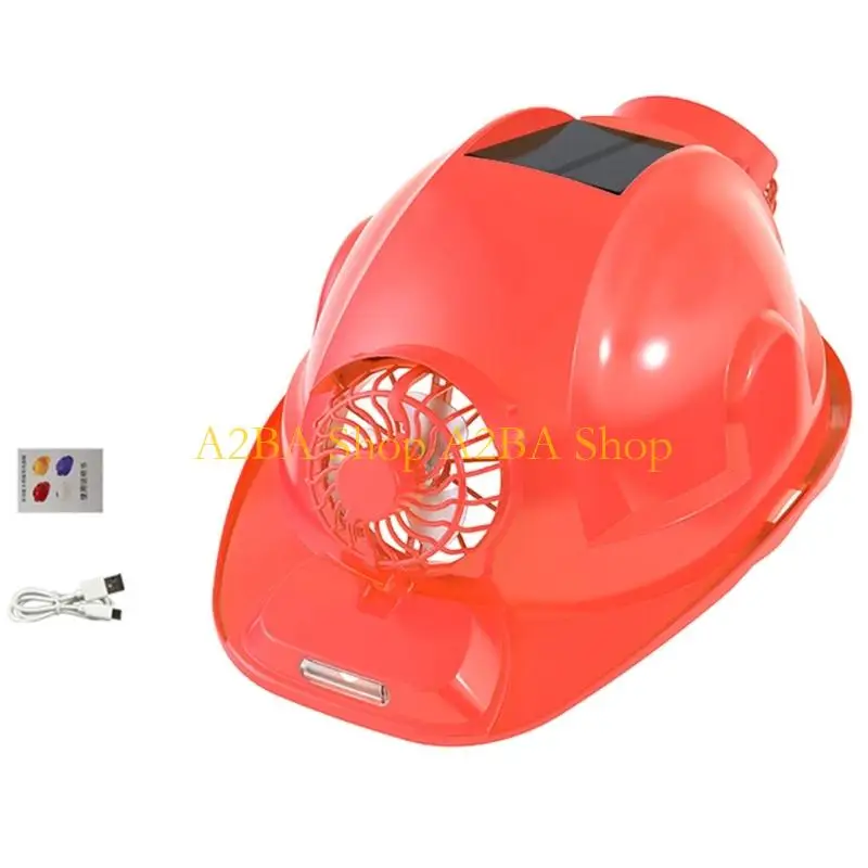 A2BA Cooling Hard Hat with Solar Panel and Front Light, Adjustable Work Helmet for Farm Work and Outdoor Inspection