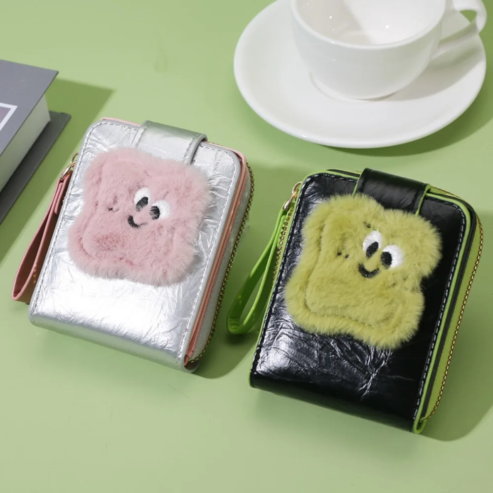 

Fashion PU Zipper Card Bag Multi-card Slot Korean Style ID Bag Card Holder with Wrist Strap Cute Driver's License Bag Students