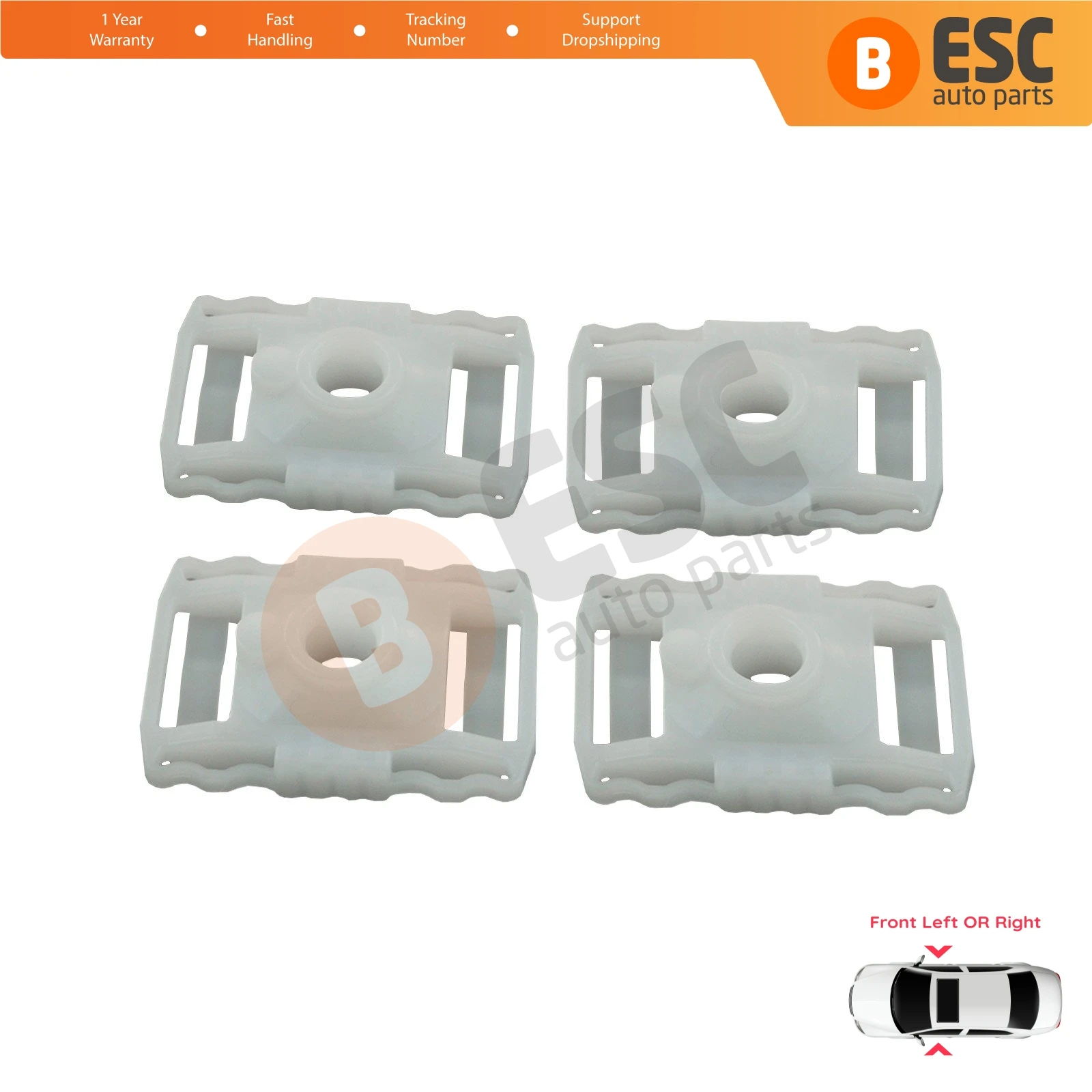 ESC Auto Parts EWR5009 4 Pieces Window Regulator Sliding Pivot Clips for Renault Fluence, Renault Samsung SM3 2009-On