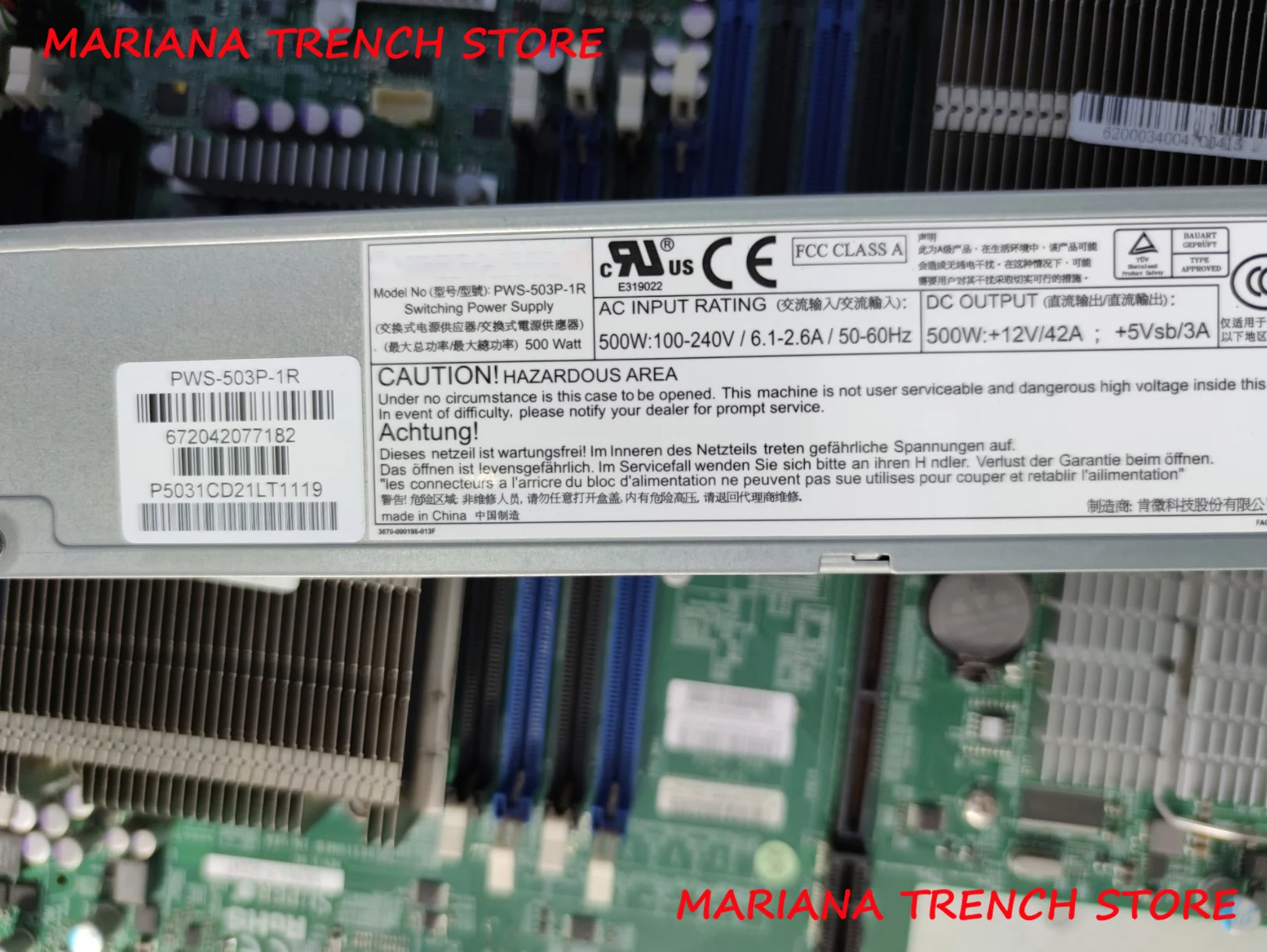 PWS-503P-1R for Supermicro 500W 1U Redundant Power Supply