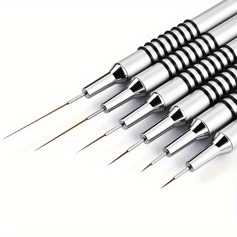 Nail Art Liner Brushes Set Metal non-slip pen holder Elongated Lines Striping Drawing UV Gel Painting Design Pen Manicure Tools