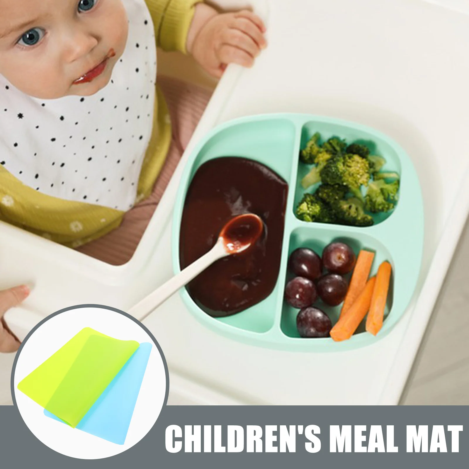 

2Pcs Silicone Placemats for Toddlers Kids Children Non-Stick Stain-Resistant Easy Clean Portable Dining Table Mats