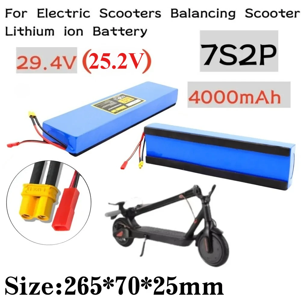 

4000mAh 18650 7S2P Li-ion rechargeable battery pack 24V(25.2V) suitable for battery replacement of 29.4V electric scooters.