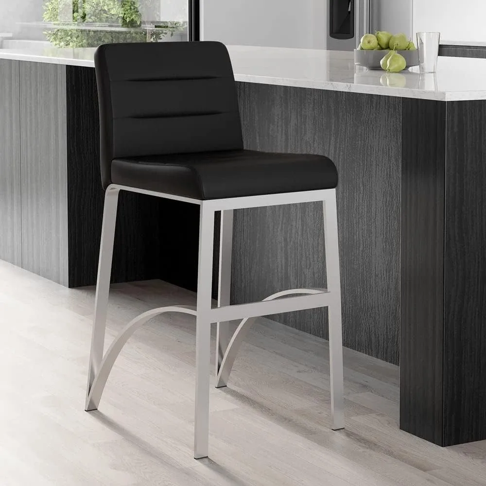 Современный барный стул Zuri Furniture Lynx Counter Height с металлическим основанием - стильный черный дизайн