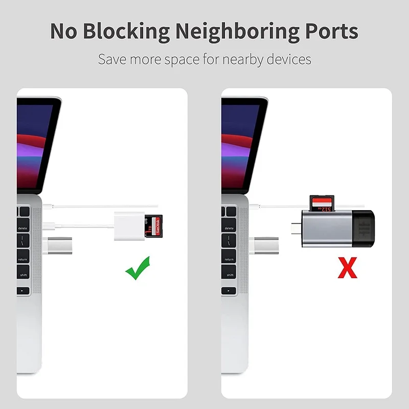 iPhone Type C 용 SD 카드 리더기 용 Lightning Samsung VIVO Xiaomi OPPO MacBook Air 용 SD 메모리 카드 리더기 어댑터