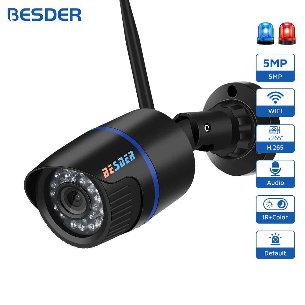 

BESDER 5MP Wifi Camera Outdoor Color Night Vision Motion Detection 1080P Security IP Camera Audio CCTV Surveillance Camera iCSee