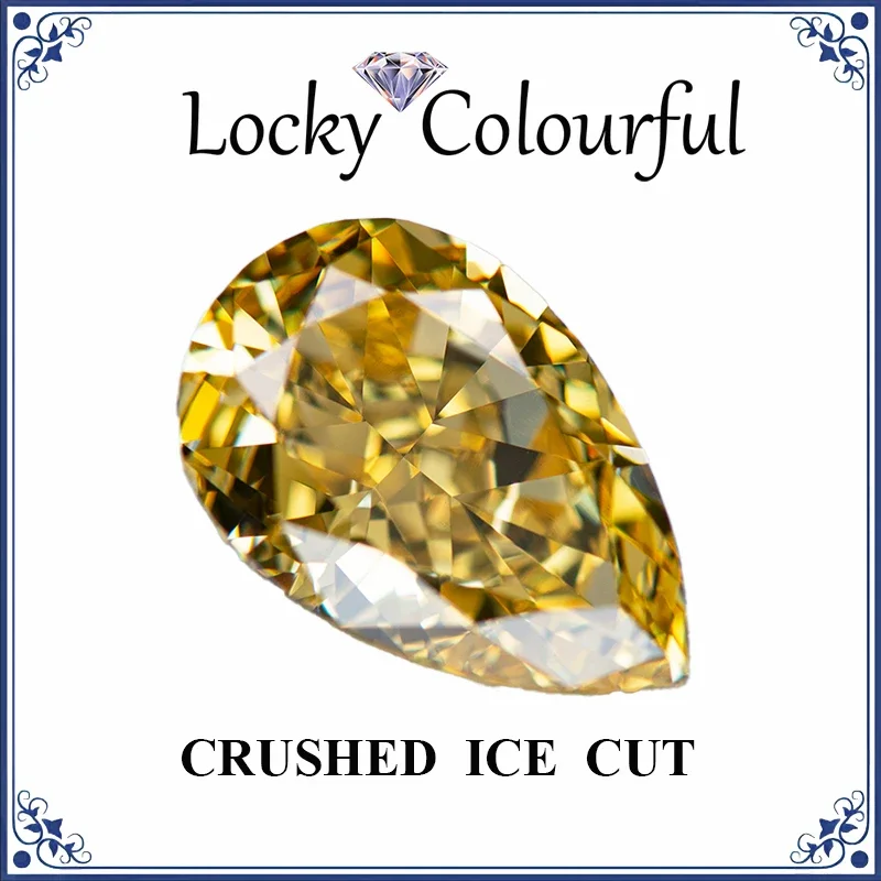 

Cubic Zirconia Crushed Ice Cut Pear Shape Yellow Color Charms Beads for Jewelry Making Earrings Pendant Materials No Certificate