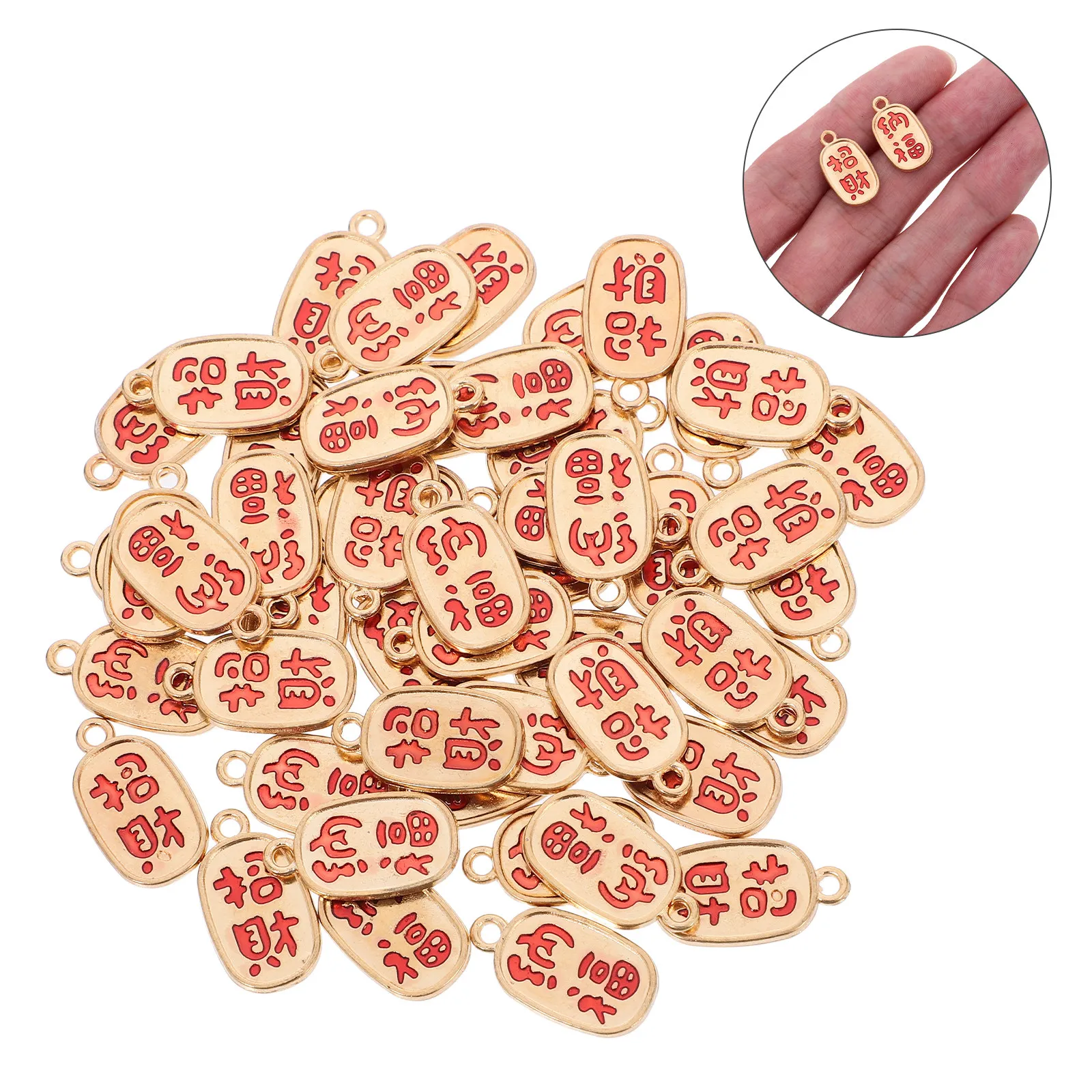 

50 шт. металлических подвесок-талисманов на удачу для китайского Нового года, для изготовления украшений своими руками, браслетов, ожерелий, для творчества, украшения на удачу