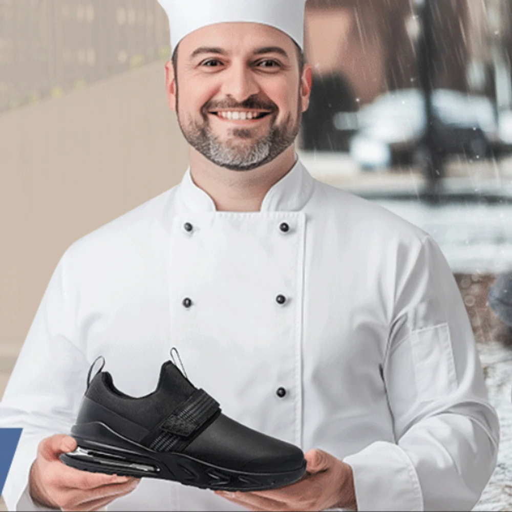 LARNMERN Chef Shoes for Men Kitchen Work SRC Slip Resistant Restaurant Shoe Food Service Waterproof Slip On Sneakers Shoes