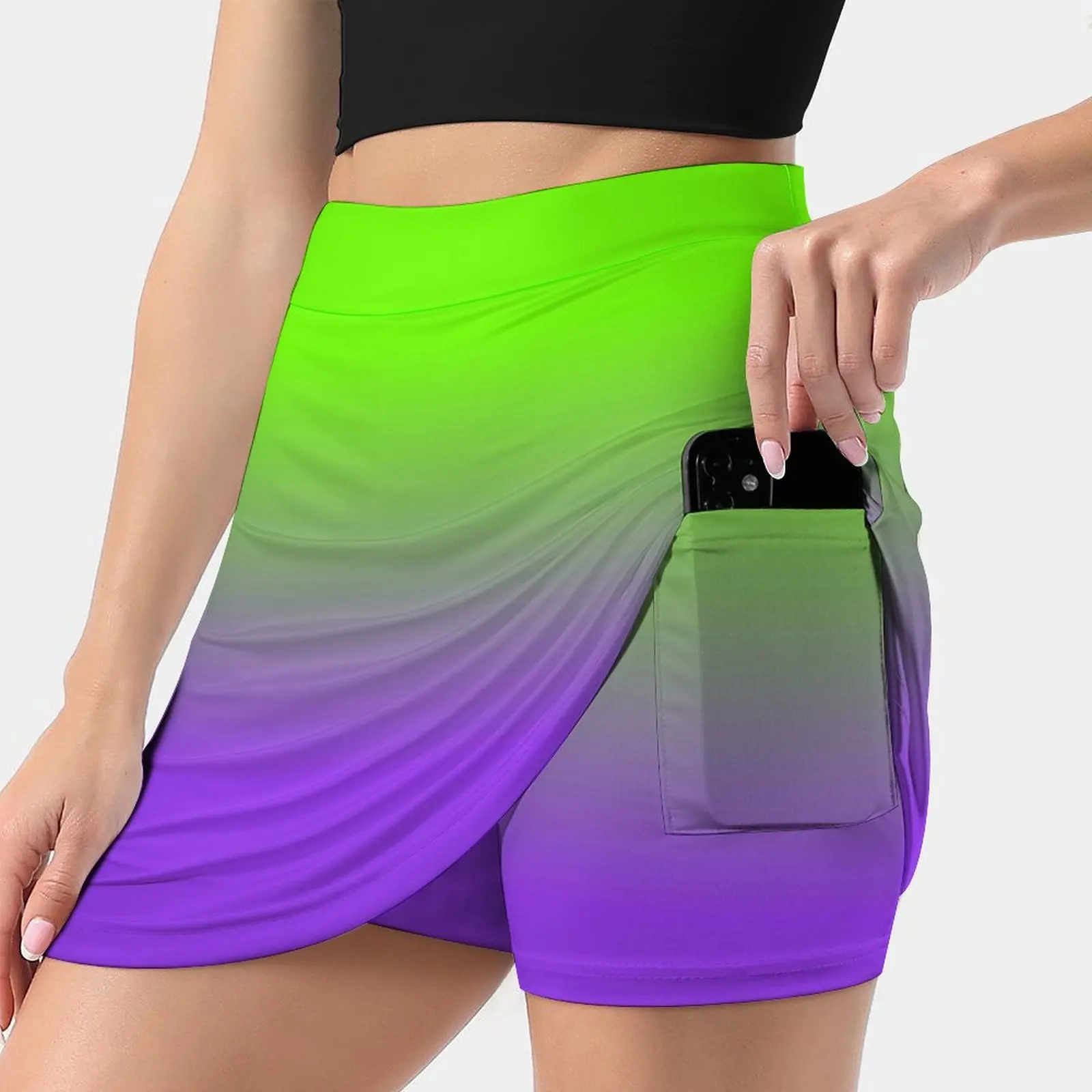 Neon Purple And Neon Green Ombré Shade Color Fade Skirts Woman Fashion 2022 Pant Skirt Mini Skirts Office Short Skirt Neon