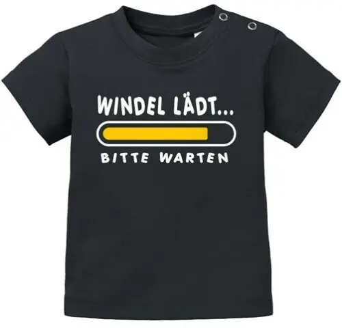 Baby T-Shirt kurzarm Babyshirt Windel lädt bitte warten Spruch lustig Jungen