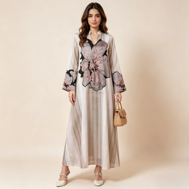 

Dress Women Eid Muslim Abaya Party Dresses Jalabiya Flower Long Robe Dubai Abayas Kaftan Ramadan Morocco Vestidos Caftan 2026