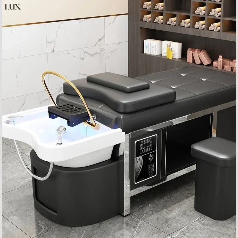 Ceramic Basin Shampoo Bed for Barbershops. Thai massage style. With water circulation and fumigation. Offers head therapy