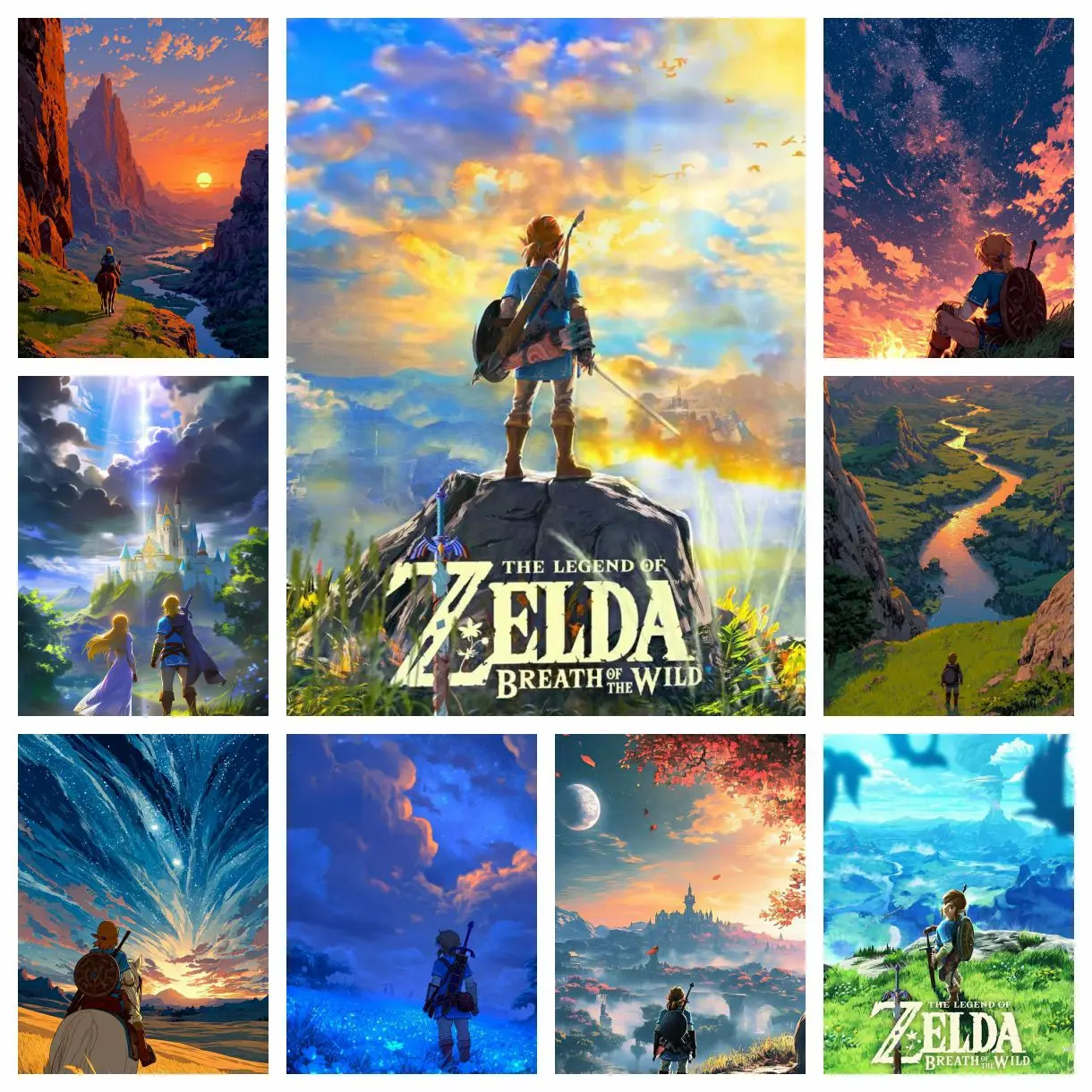 Pintura de Diamantes 5D DIY con Diseño de Paisaje de Anime Z-Zelda, Decoración Estética para el Hogar, Sala de Estar, Dormitorio, Bar