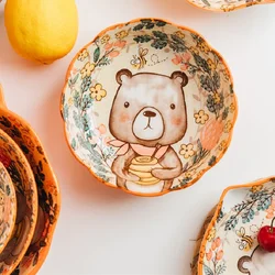 Cartoon Style Ceramic Steak Plate Dish Plate Western Food Dish Rice Bowl Fish Plate Ramen Bowl Household Kitchen Tableware