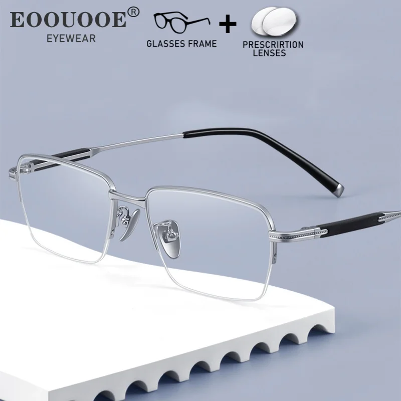 

Titanium With Wood Design Men's Optical Glasses Prescription Myopia Lenses Hyperopia Progressive UV Eyewear reading Eyeglasses