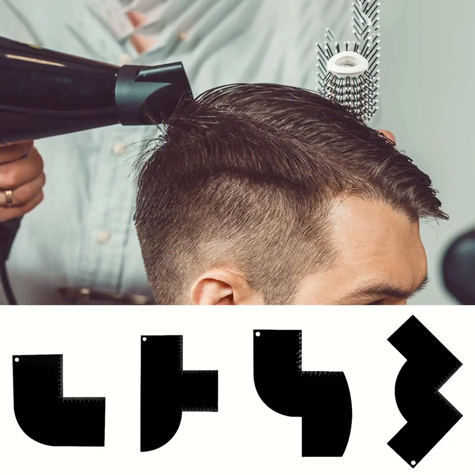 

4x карта расширения для парикмахеров, цветной спрей-край, многоразовый мужской шаблон, легко чистящийся шаблон для линии бороды, парикмахерский инструмент для формирования линии волос