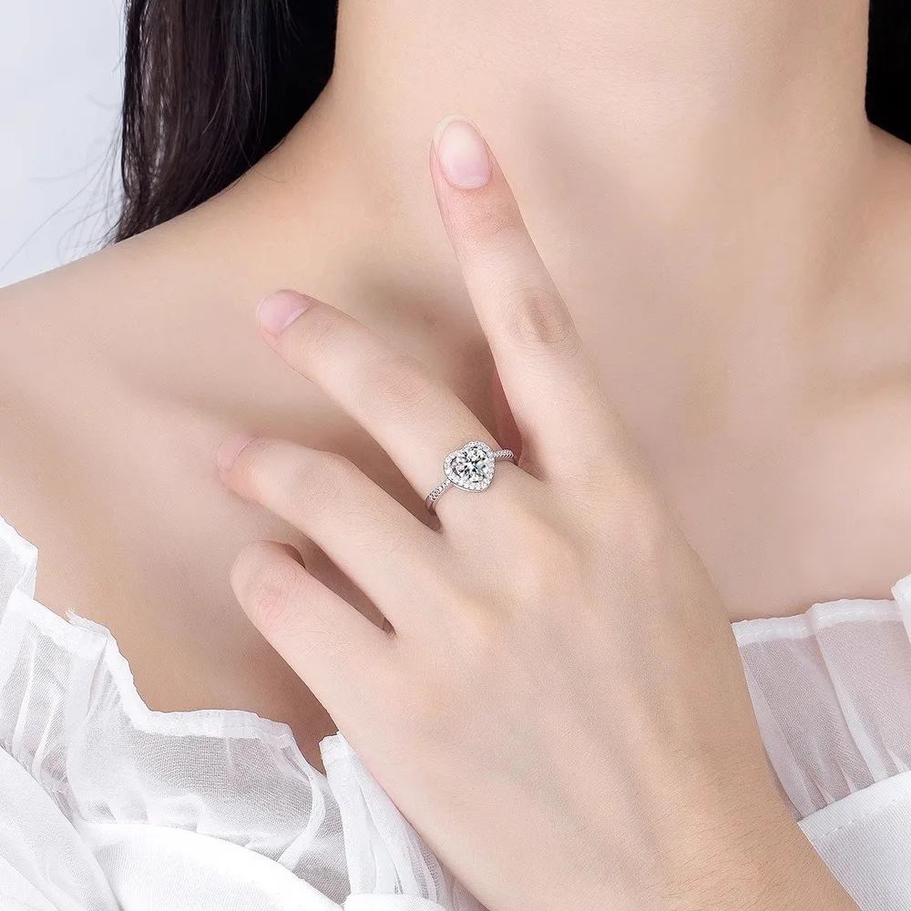 

Кольцо GRA с муассанитом в форме сердца бриллиантовой огранки для женщин, роскошные кольца с бриллиантами, стерлинговое серебро 925, юбилейные ювелирные изделия для помолвки