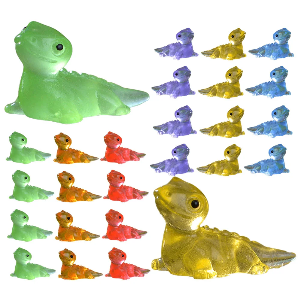 30 Pcs Micro Landscape Lizard Glowing Resin Ornament Toys Gecko Miniature Statue Car House Animal Ornaments Office Frog