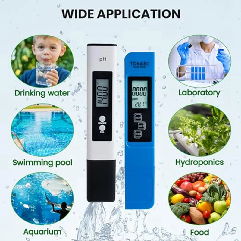 Digital PH And TDS Meter Combo, TDS EC Temperature Meter, PPM Water Quality Test Kit For Drinking Water, Swimming Pool Durable