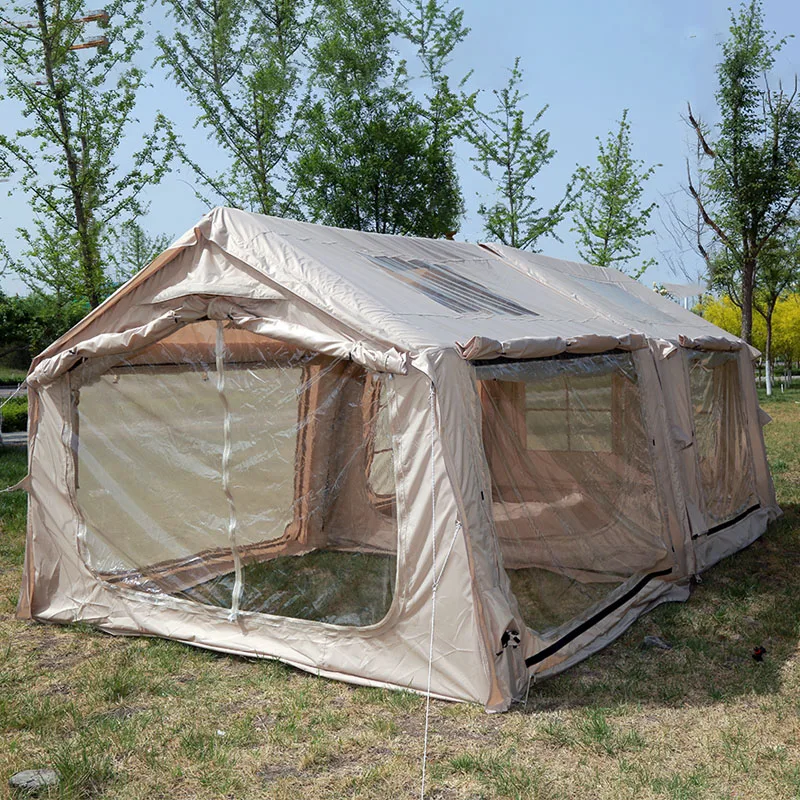 4 Season Portable Inflatable Camping Family Tent Waterproof Cotton Fabric