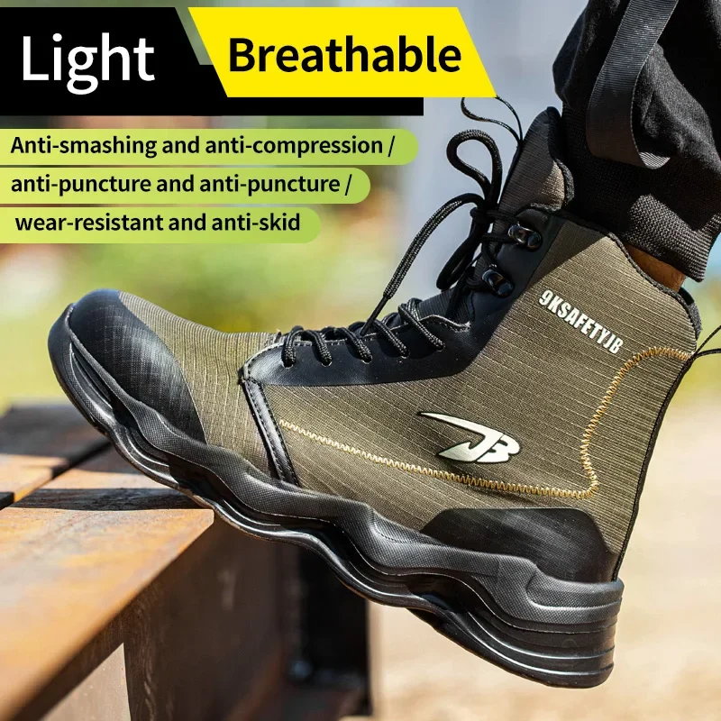 2024 New Safety Shoes Men Boots High Top Work Sneakers Steel Toe Cap Anti-smash Puncture-Proof work Boots Indestructible Shoes