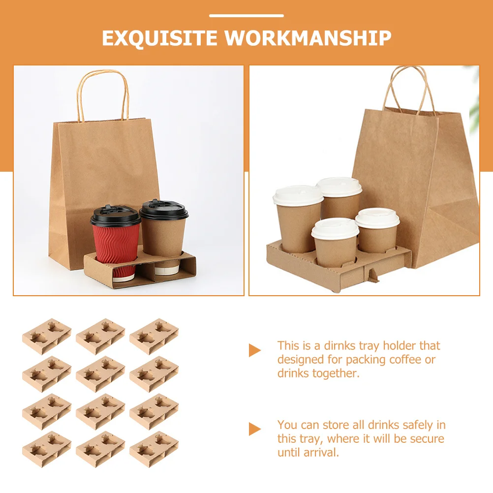 50 pezzi doppio portabicchieri vassoio portabevande in carta ondulata per caffè succo tè al latte portabicchieri da asporto vassoio da imballaggio per tè al latte