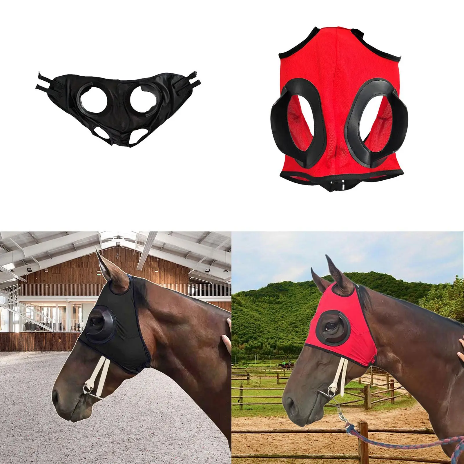 نظارات الحصان، قناع الذبابة من البوليستر المسامي، غطاء عين خفيف الوزن لسلامة سباق الخيل #1