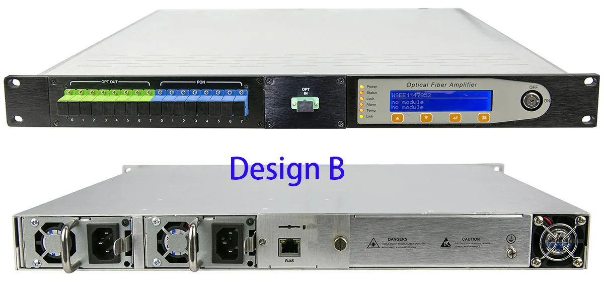 1550nm 8-Port Erbium-Doped EDFA Optical Fiber Amplifier with WDM, SNMP & WEB Management Support