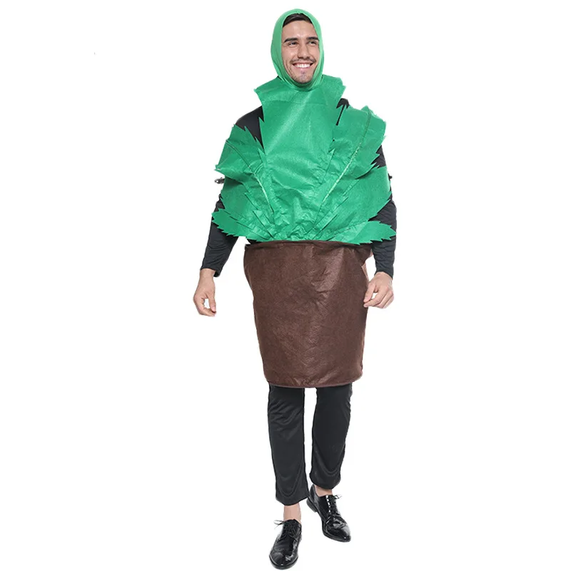 Planten Cactus Cosplay Bruin Pak Kostuums Grappige Performance Halloween Voor Volwassen Groene Planten