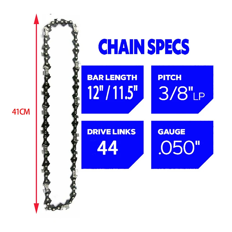 12/11.5 Inch Electric Chain Saw 44 Drive Link 22 Cutter 3/8