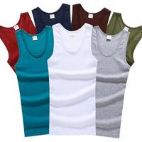 Hot Sale Men's Sleeveless Breathable Fitness Vest Basic Elastic Tank Top Men's Cotton Bodybuilding T-shirt Classic Color Clothes