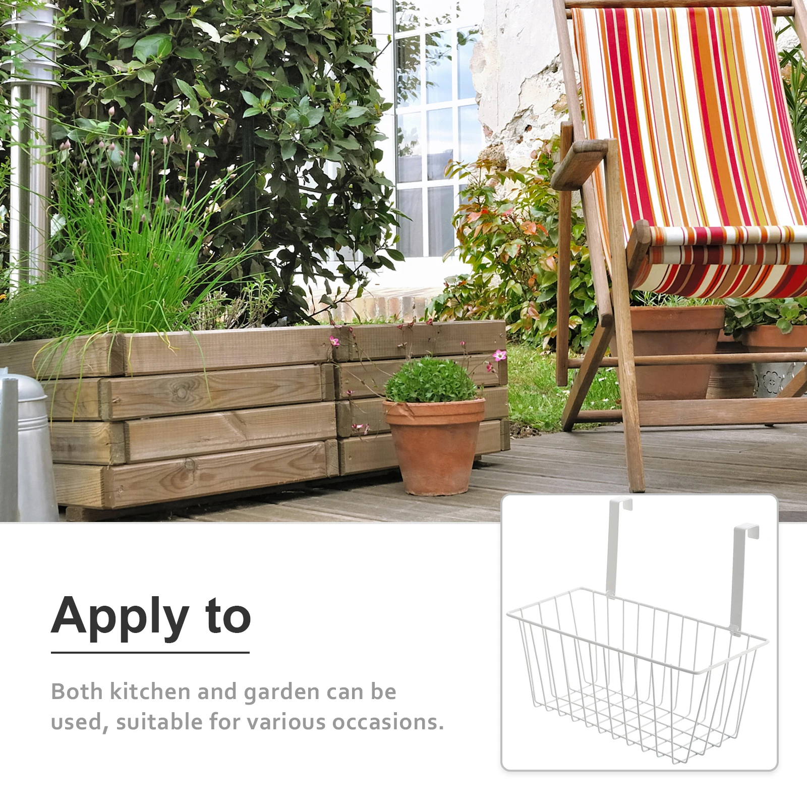 

Hanging Storage Basket Iron Planters for Balcony Fence Garden Flower Pot Holder White Student Home Storage