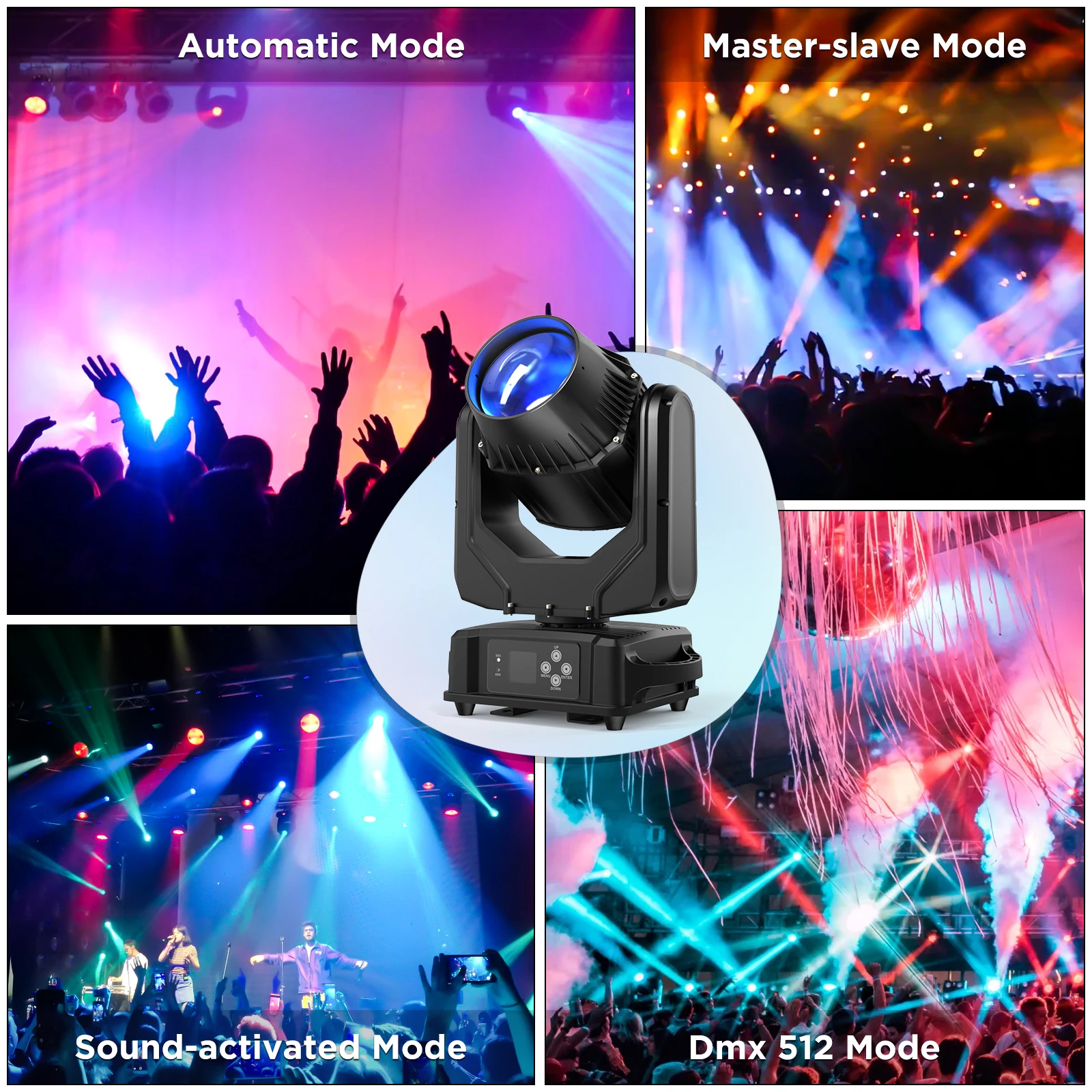 250W LED Moving Head Light Beam Waterproof Stage Effect Lighting Projector DMX512 for Disco Party Concert Church Wedding Theater