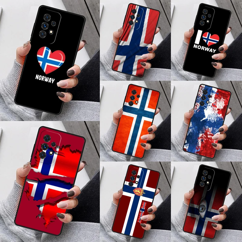 Norway Flag Phone Case For Samsung Galaxy S23 S21 S20 FE S24 S22 Ultra Note20 S10 S9 S8 Plus A40 A52 A12 A13 A53