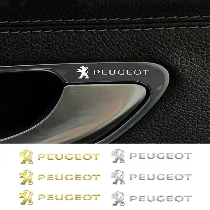 3pcs Aluminum Car Inner Door Handle Emblem Sticker Decoration for Peugeot 206 406 405 205 3008 5008 308 208 408 508 407 107 307