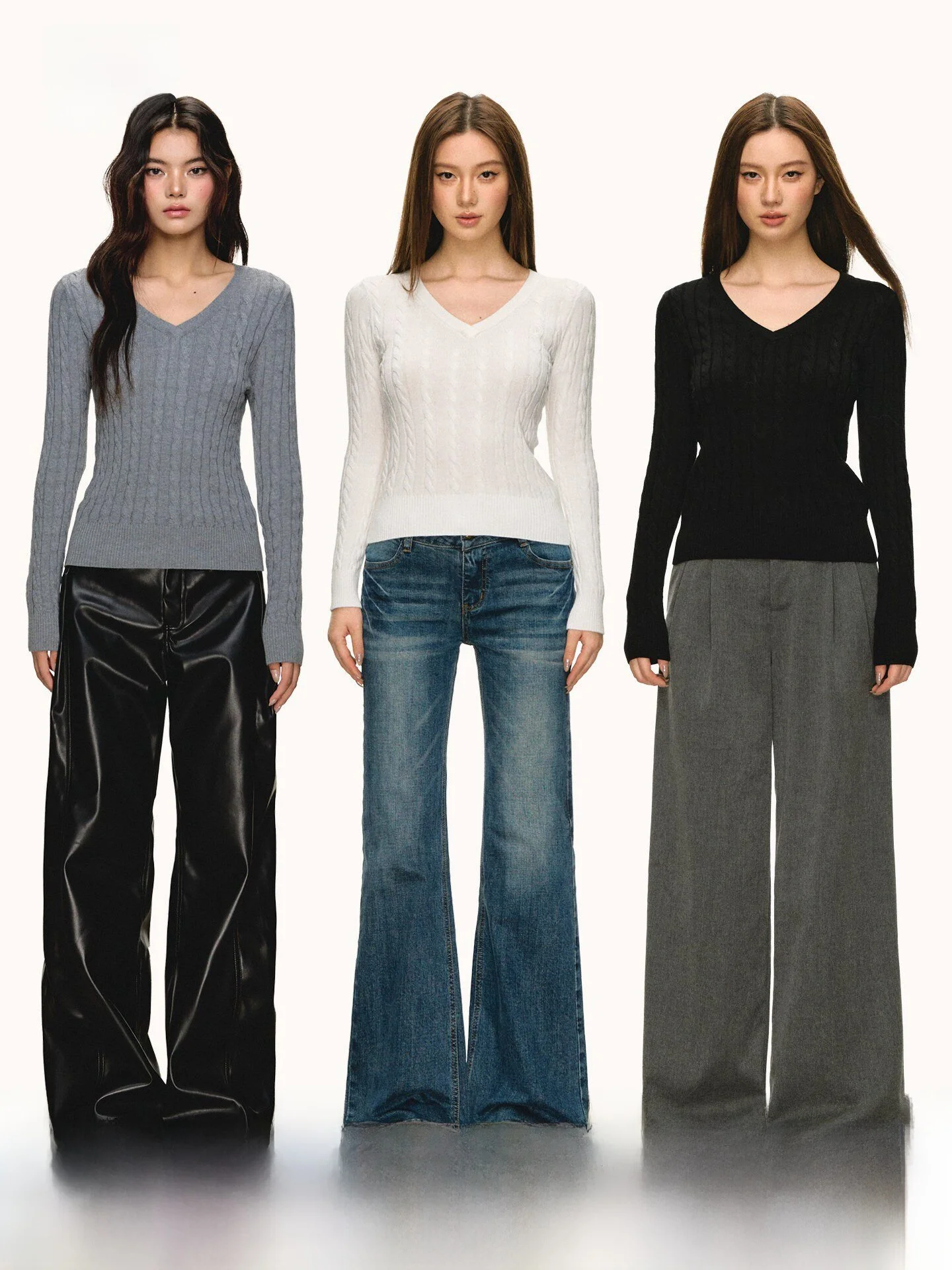 

Anna Aneae Women's Slim Fit V-Ne Knitted Base irt Spring White Warm Trendy Inner Wear Top Commute Sle ort Length