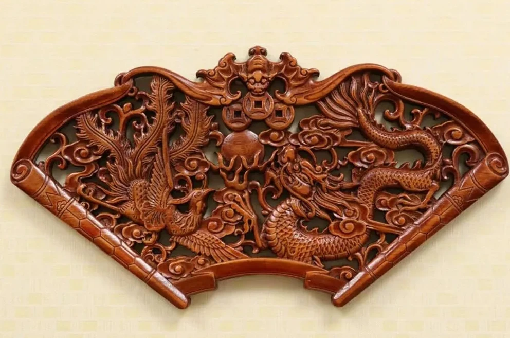 

HAND WORK OLD EFFECT XIANG ZHANG SCULPTOR WOOD CARVED DRAGON WALL PANEL