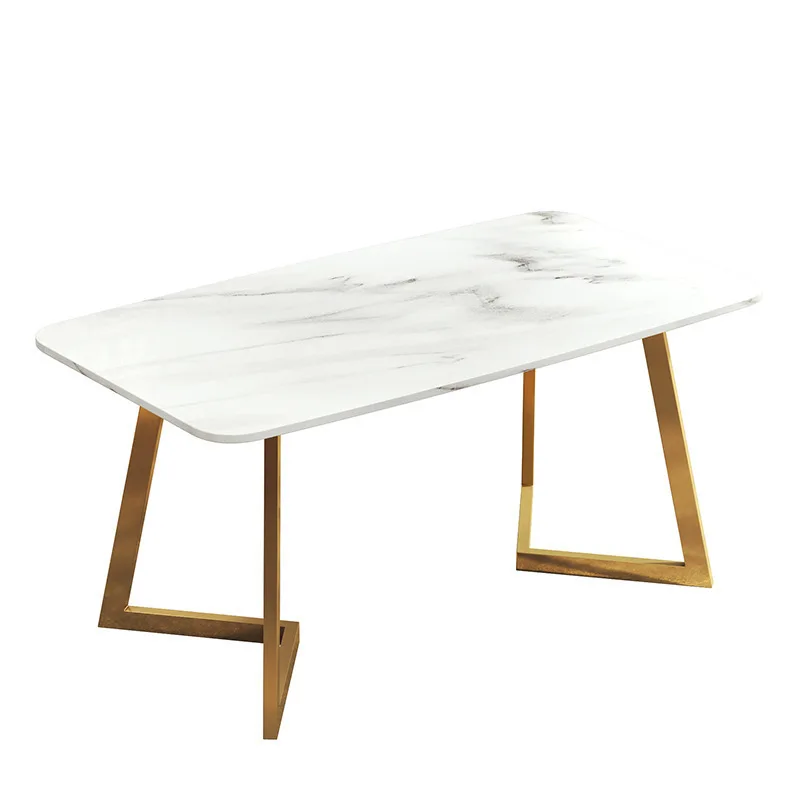 #Nordic marble simple hotel dining table light luxury creative theme restaurant clubhouse artificial marble dining table