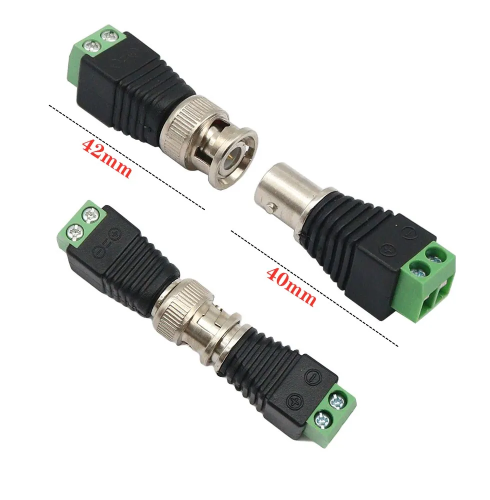12V DC BNC Male female Connector Coax CAT5 Video Balun Adapter Plug for Led Strip Lights CCTV Camera Accessories