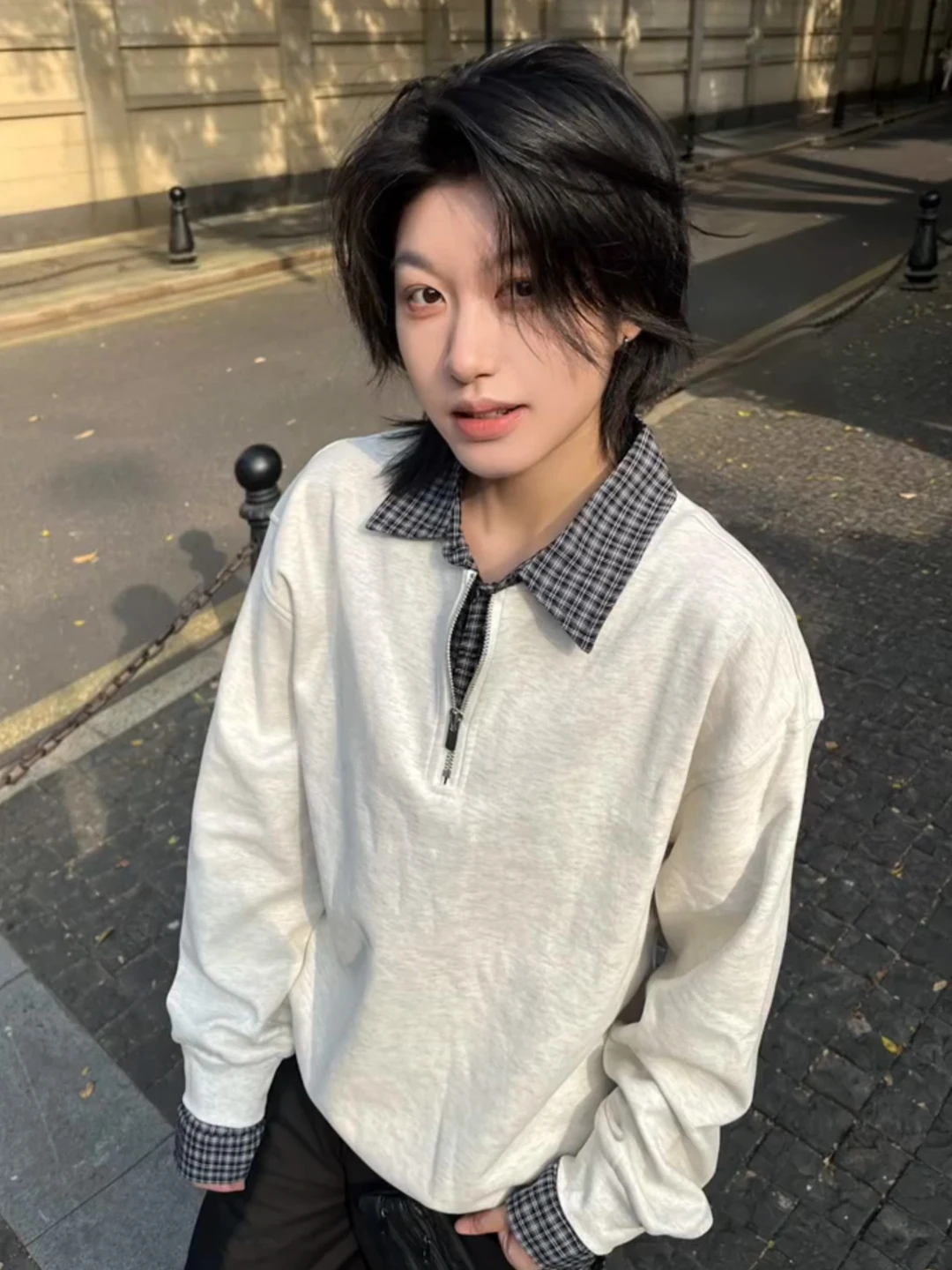 

Мужская толстовка с длинным рукавом и воротником на молнии, имитирующая двухслойность, в американском стиле, премиум-качество