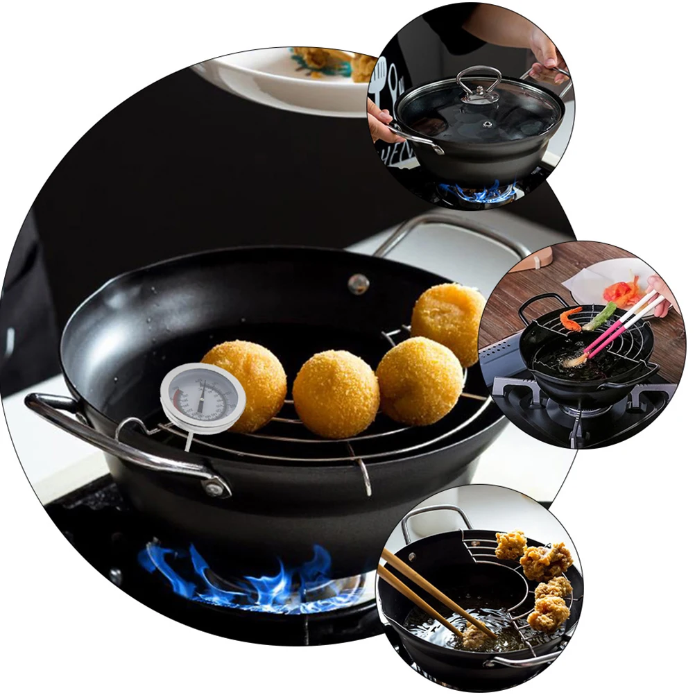 Medidor de temperatura de aceite de acero inoxidable, herramienta para freír vidrio de lectura instantánea, termómetro para alimentos con Clip, barbacoa en casa, uso en exteriores