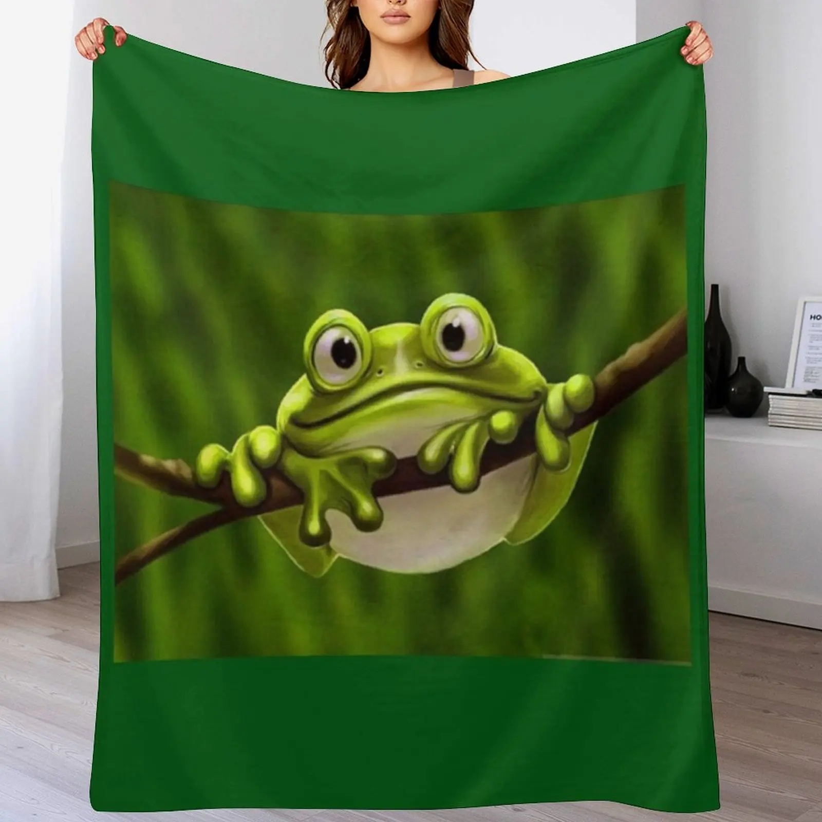 

Fat Cute Little Green Frog Throw Blanket Vintage Bed halloween Blankets