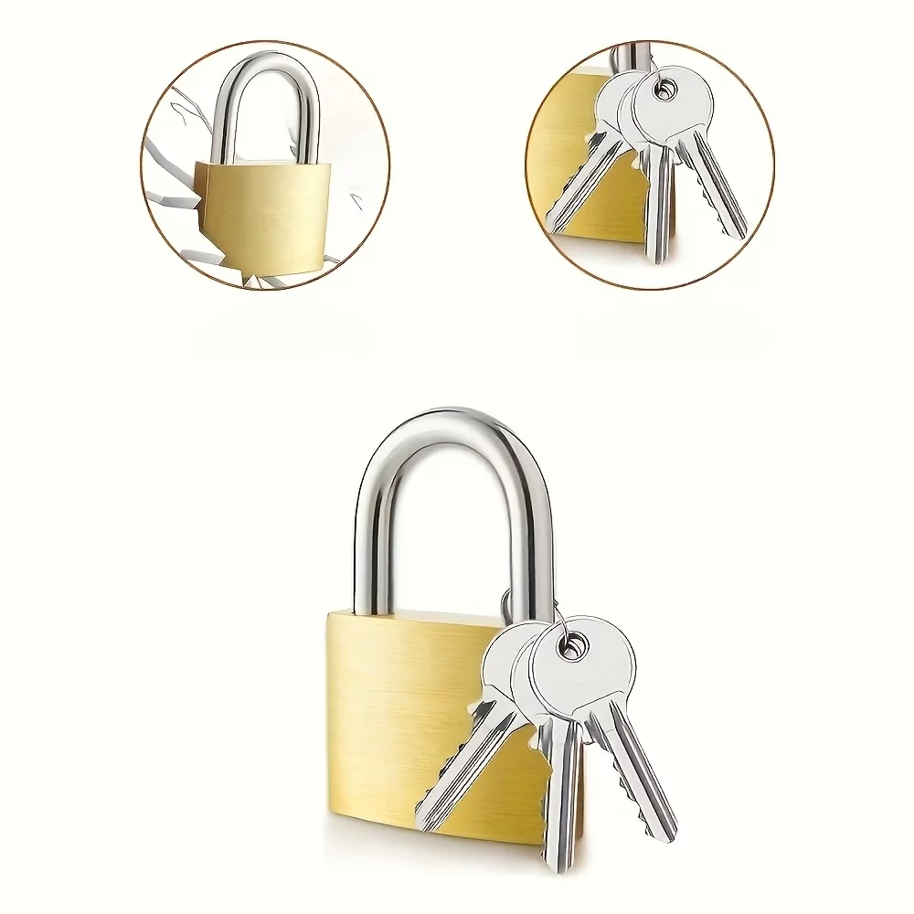 Mini Solid Brass Padlock Anti Rust Waterproof Small Lock With Keys For Drawer Luggage Suitcase Cabinet Gym Locker Toolbox