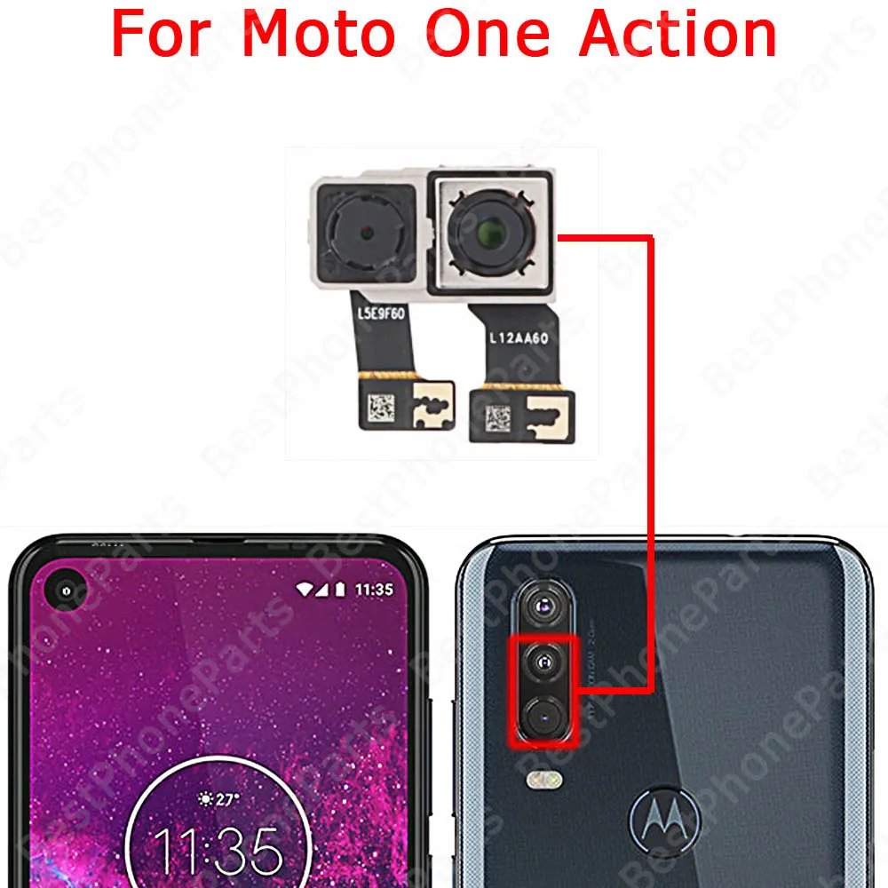 Rear Big Selfie Backside Back View Front Camera Module For Motorola Moto One Action Fusion Hyper Vision Replacement